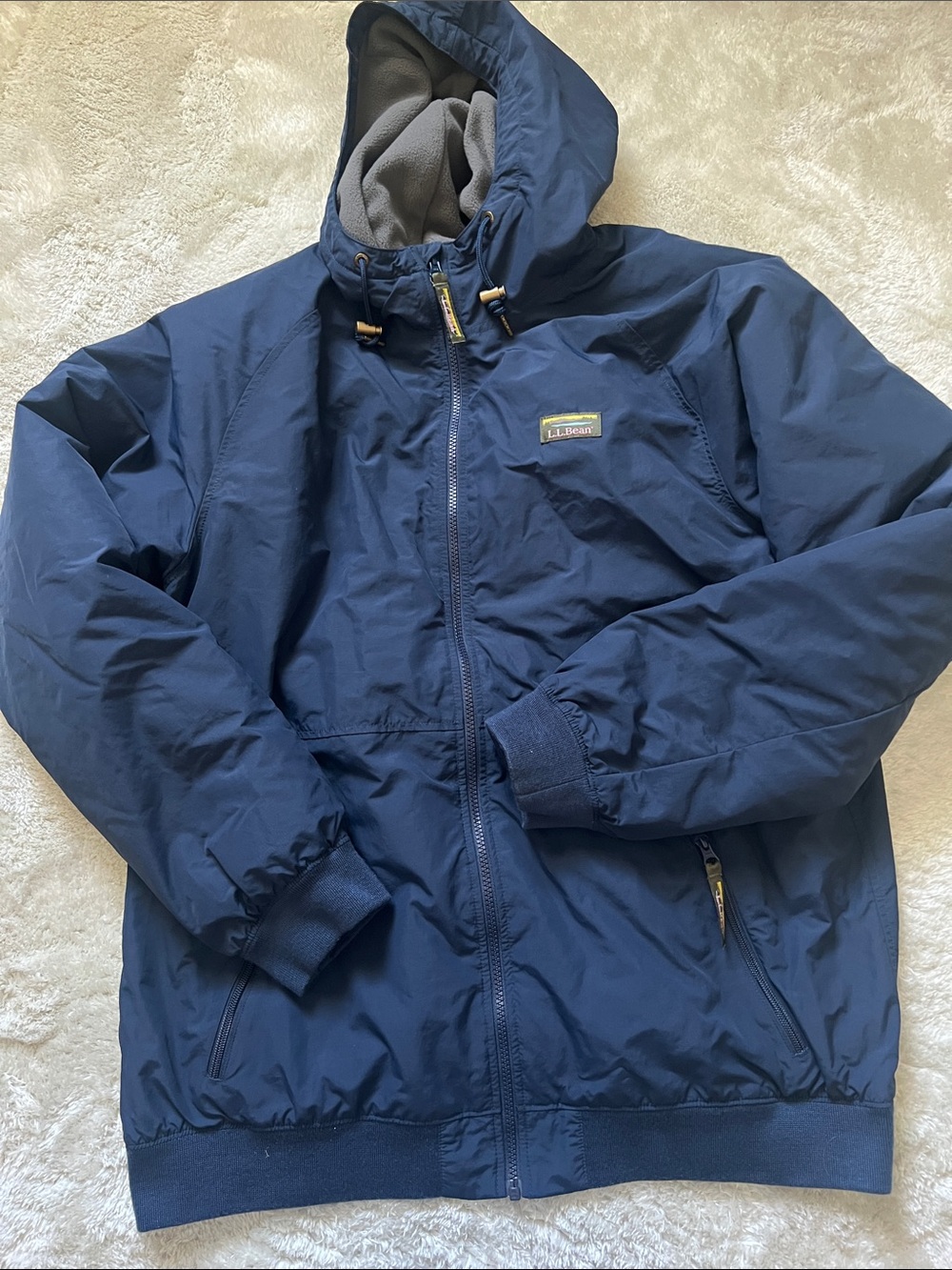 L.L. Bean Navy Hooded Windbreaker Jacket